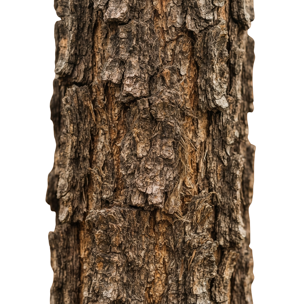 A close-up image of rough, aged tree bark with patches of moss and lichen growing on it