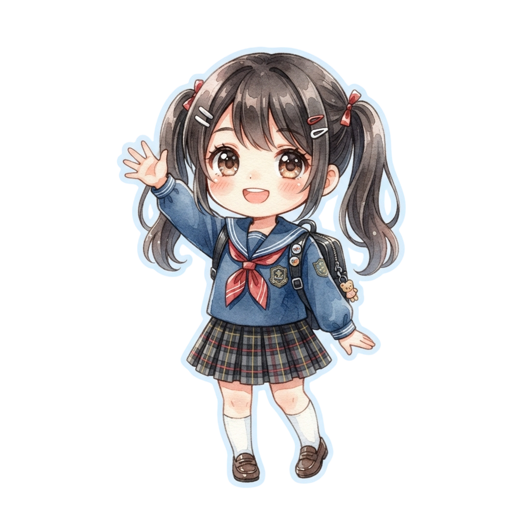Cute Anime School Girl Character Illustration - National Anime Day 29