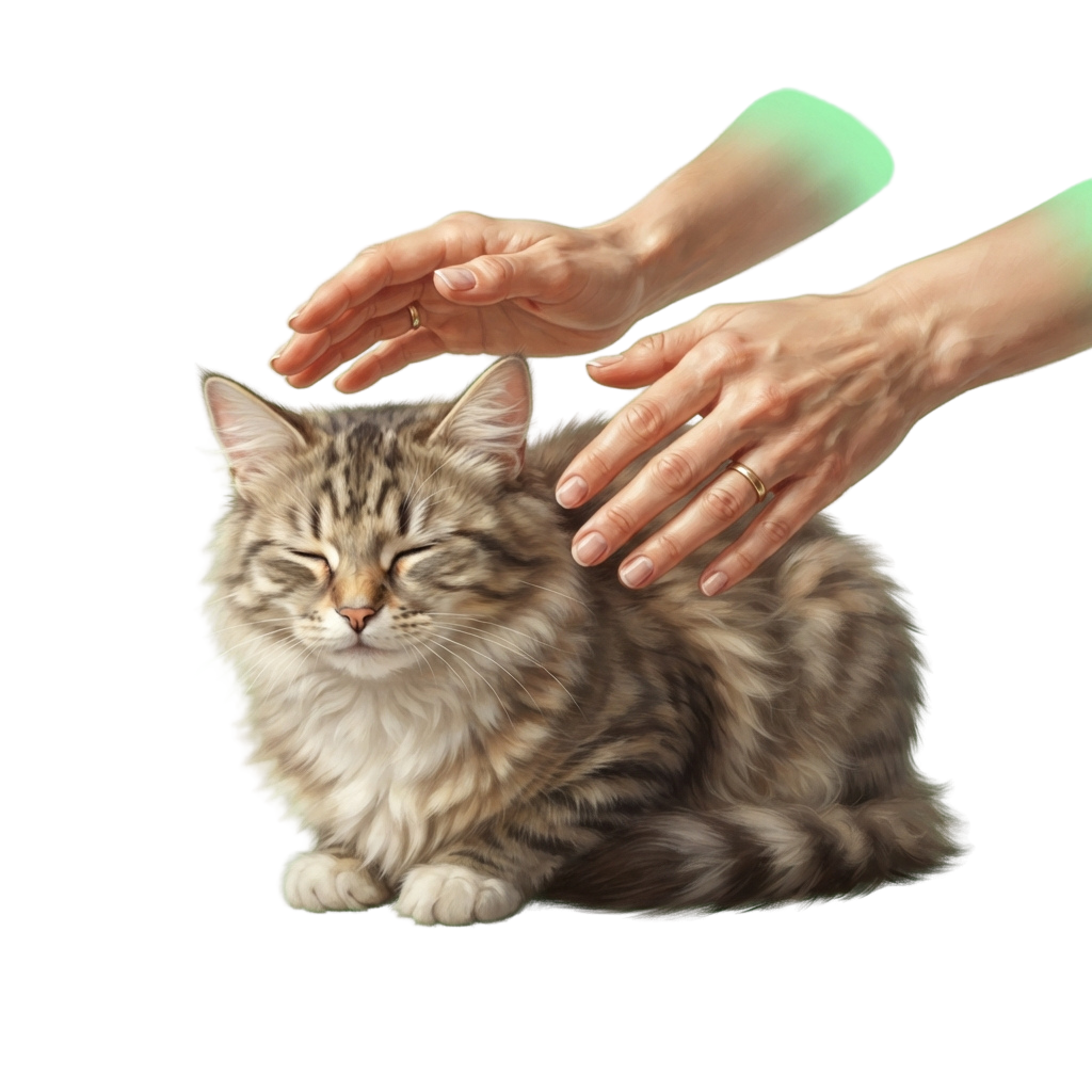 Gentle Hands Petting Fluffy Cat Relaxing - World Animal Reiki Day 21