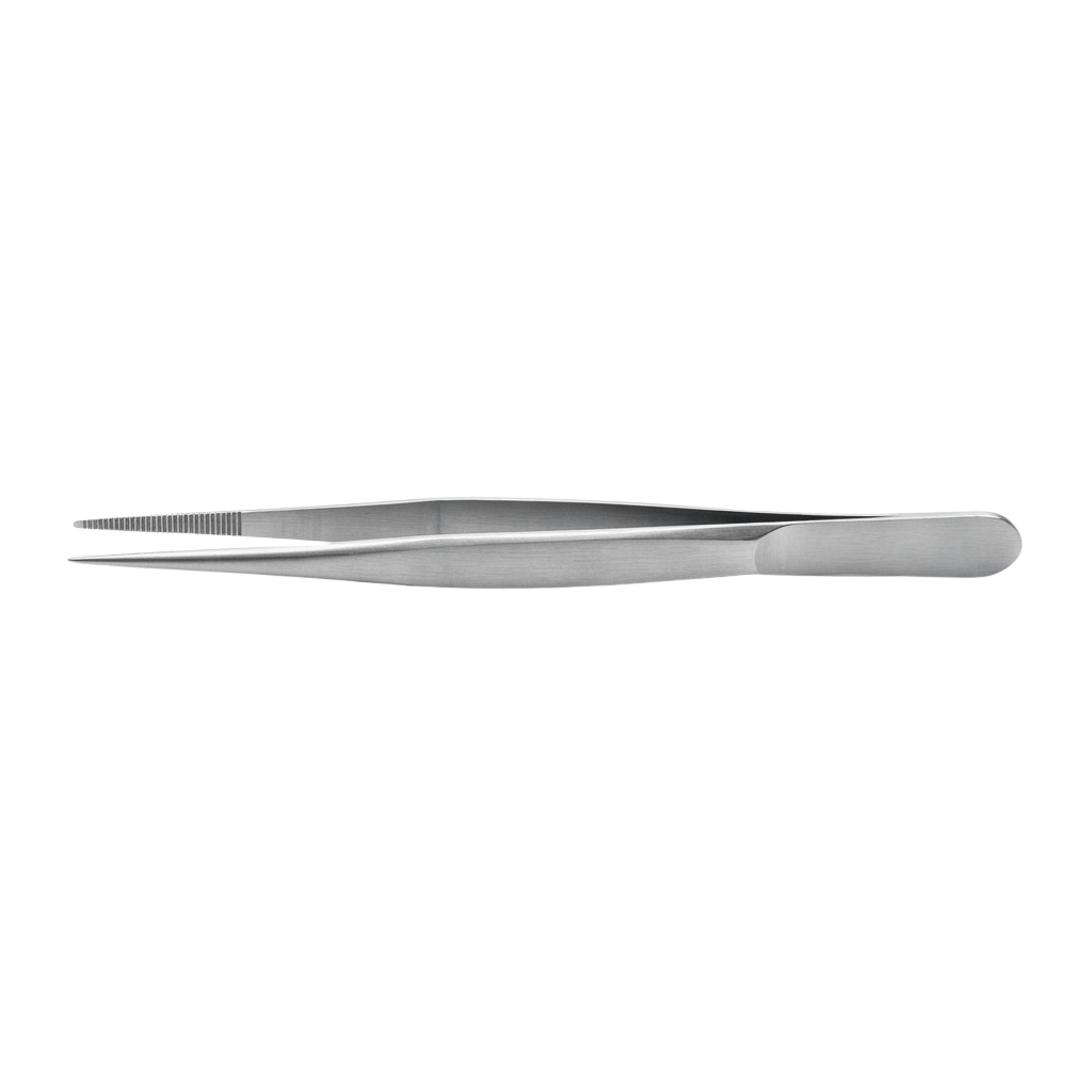 Medical forceps with serrated tips and a smooth, rounded handle