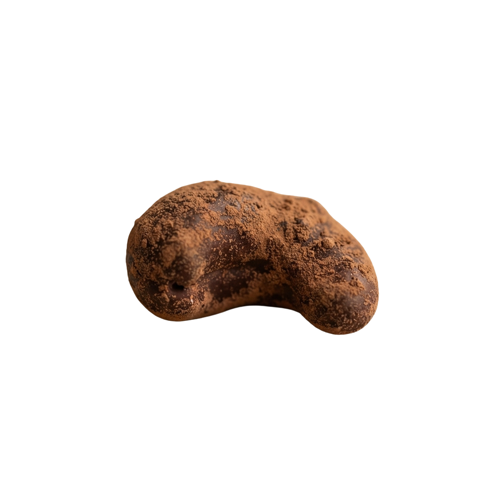 An irregularly shaped brown potato with rough, textured skin against a black background