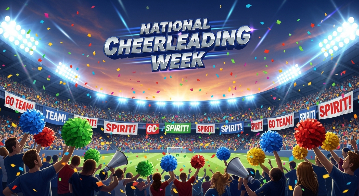 National Cheerleading Week Celebration: Energetic Stadium Crowd, Pom-Poms, Spirit & Confetti - Featured Image 112