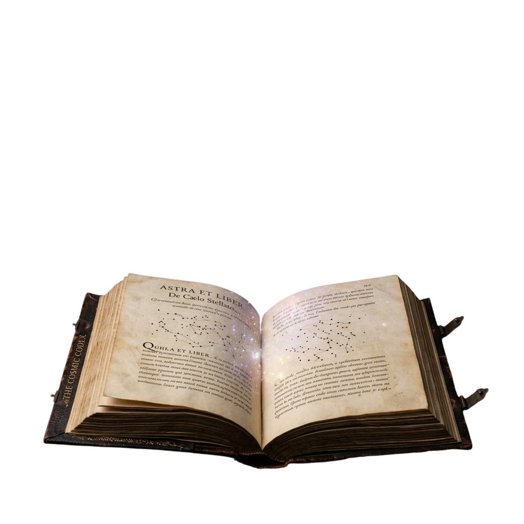 An open historic book displaying star charts and Latin text on aged paper.
