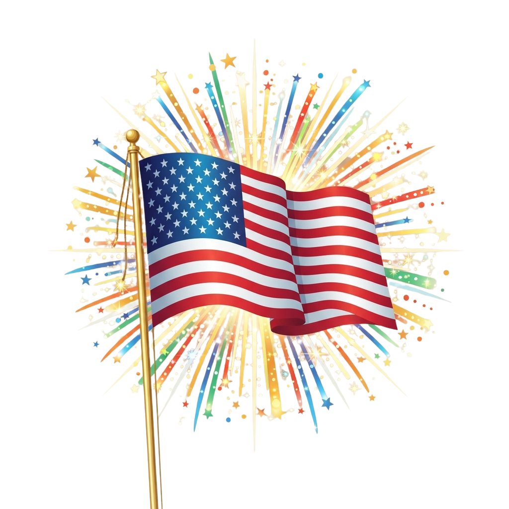 American Flag Celebration Fireworks Graphic Design - Albania Independence Day 16