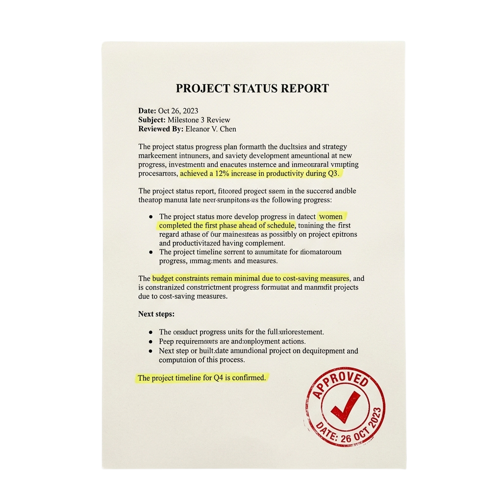 Approved project status report document for milestone 3 review dated October 26, 2023