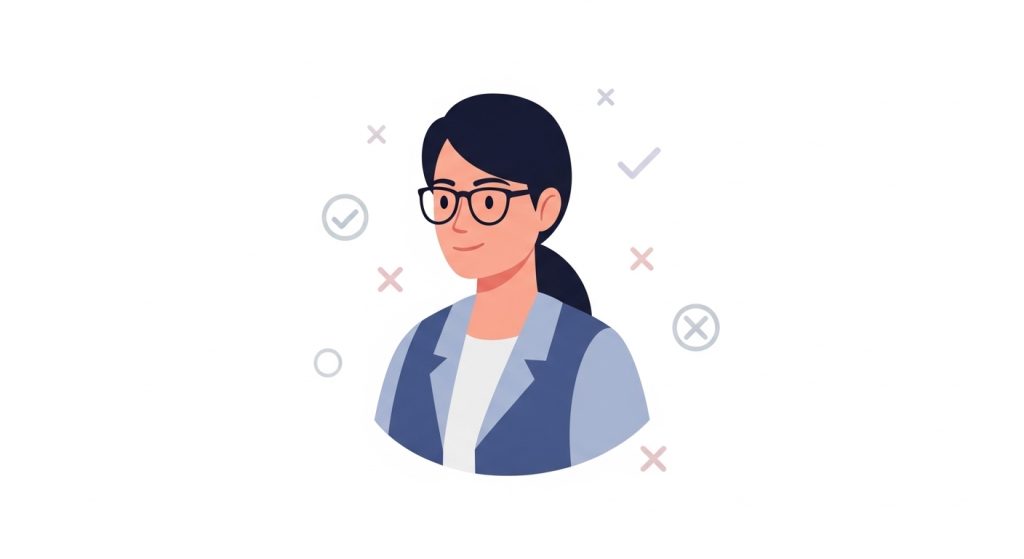 Female Professional Avatar with Decision Elements Illustration - Featur Image Apr 115
