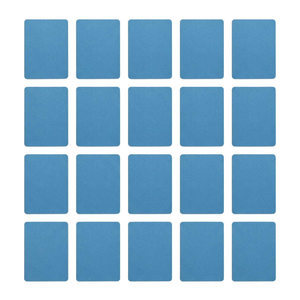 A grid of 20 blue squares arranged in 5 rows and 4 columns with rounded corners on a black background