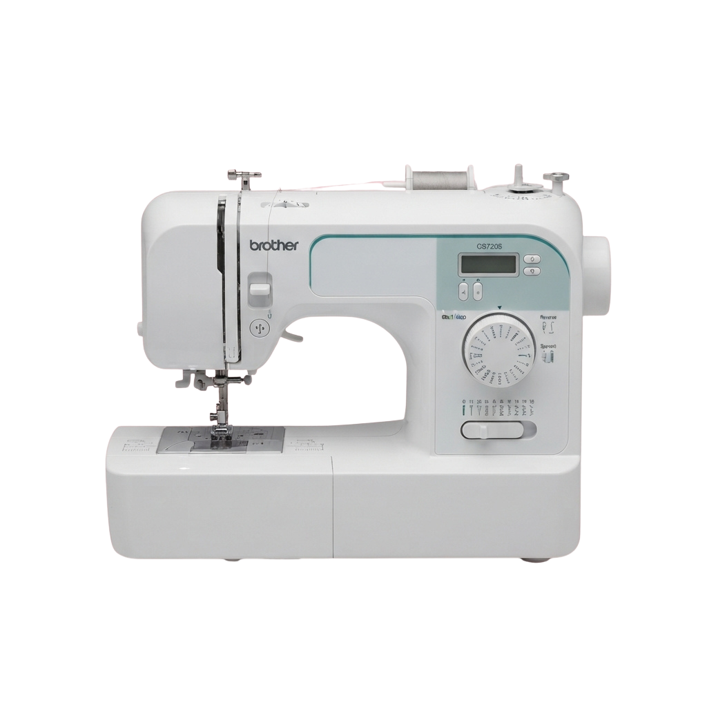 White sewing machine with digital display and multiple stitch options