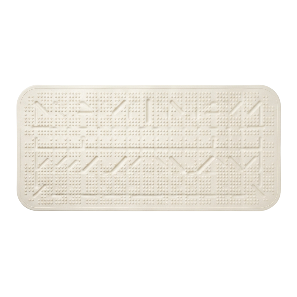 A perforated embroidery transfer paper sheet with printed text and designs ready for stitching.