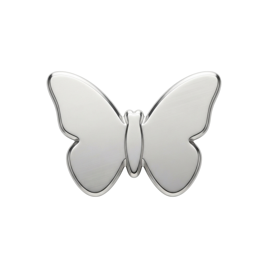 A stylish silver butterfly pendant with symmetrical wings and a smooth body