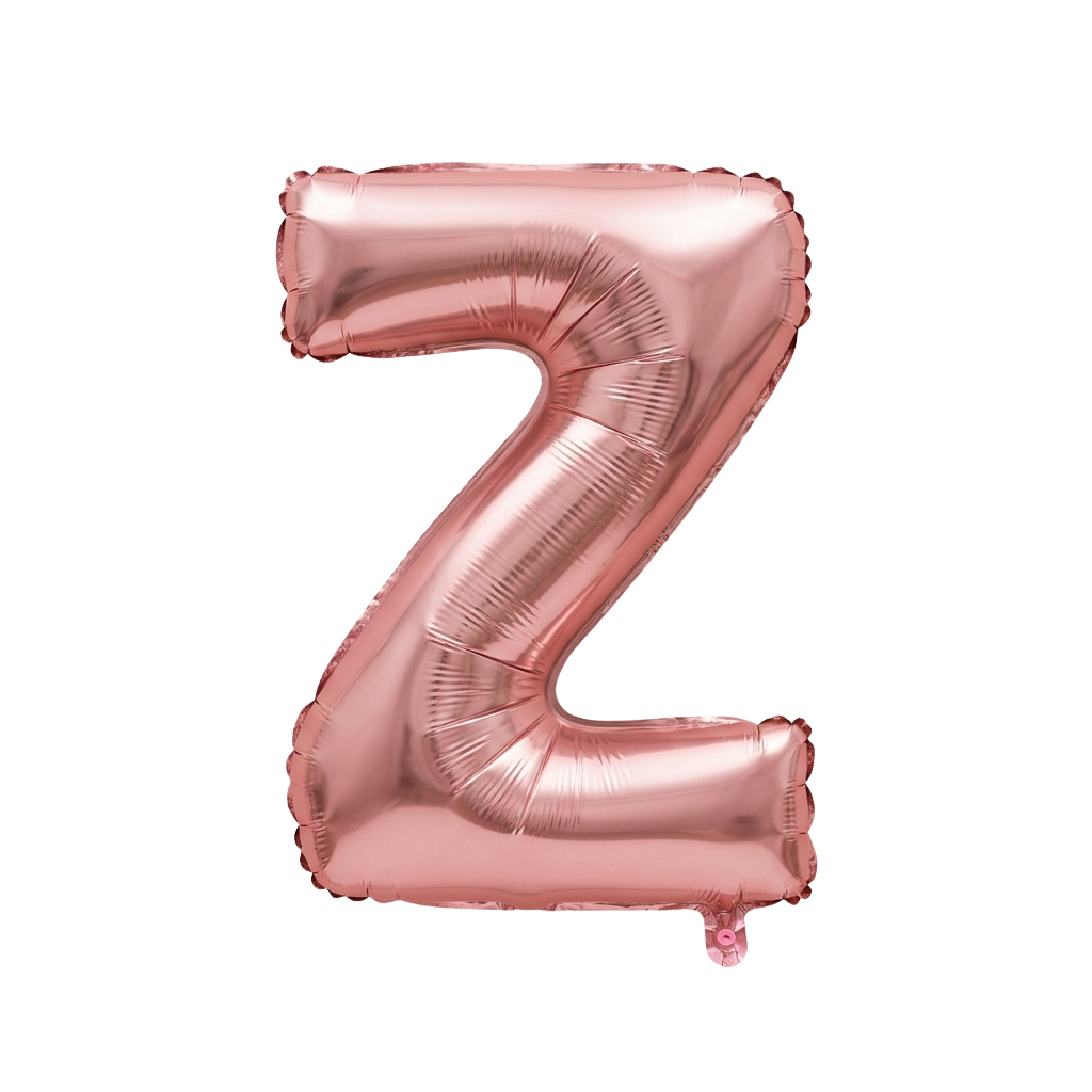 Shiny pink foil balloon shaped like the number seven against a black background