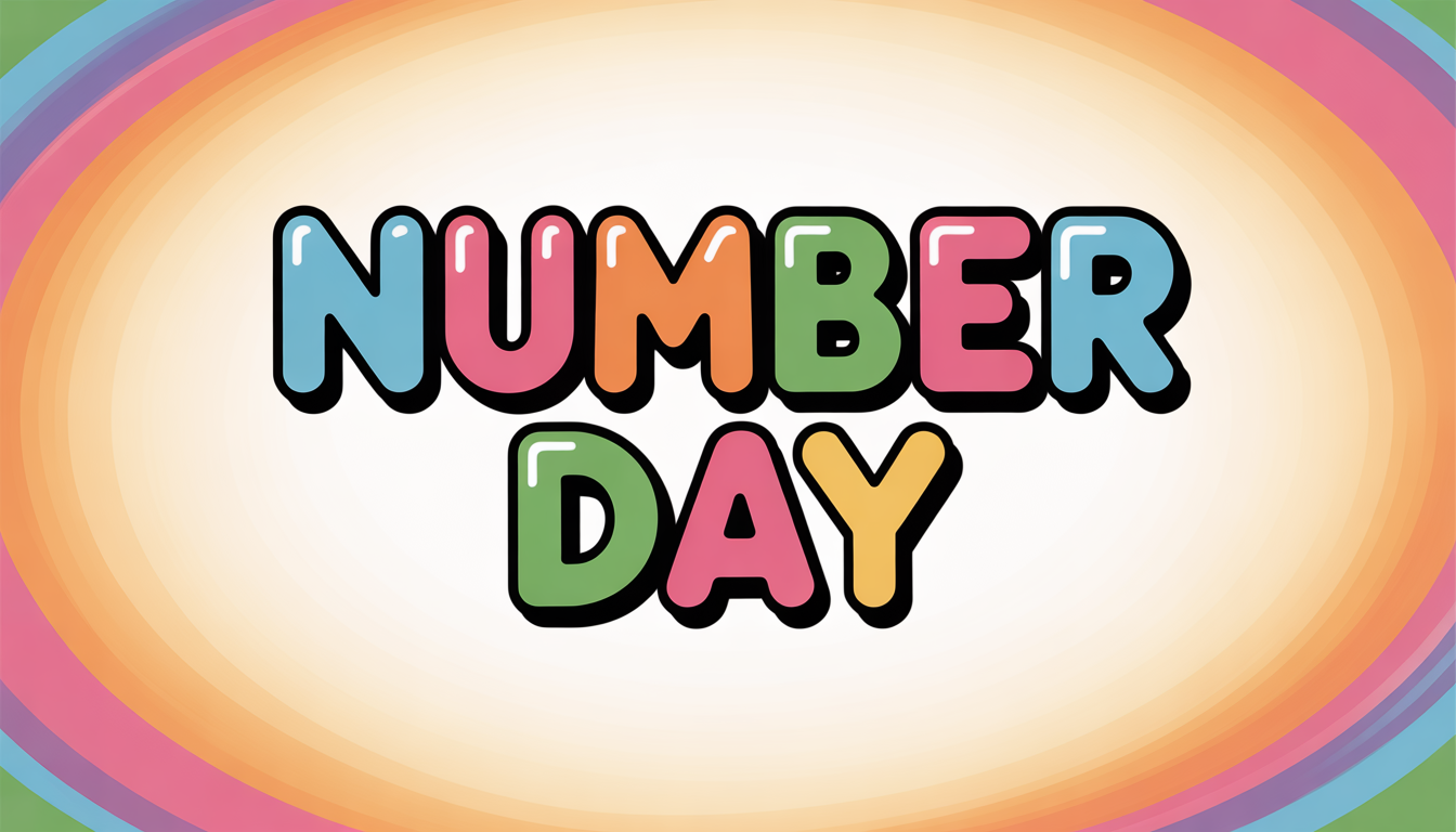 Fun NUMBER DAY Bubble Text with Bright Rainbow Colors. Educational Event Concept. - Feature Imagefeb06