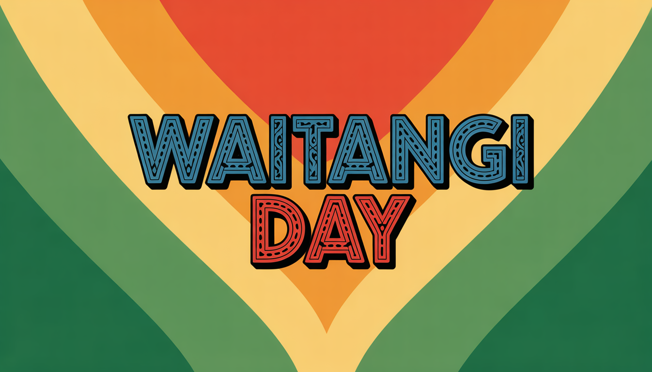 Waitangi Day Design with Cultural Patterns and Vibrant Retro Stripes - Feature Imagefeb 06 1