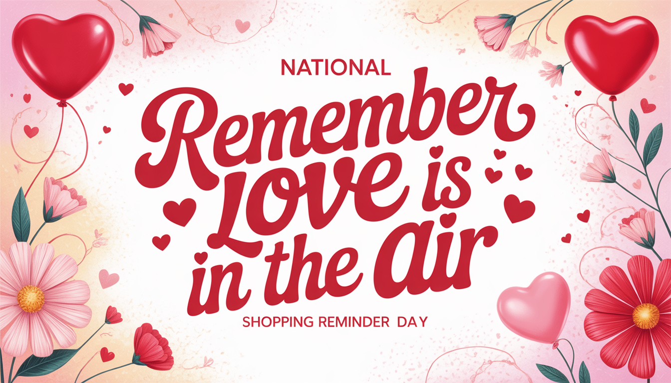 National Love is in the Air Shopping Reminder Day with Hearts & Flowers Design - Feature Imagefeb 06