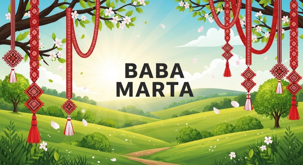 Baba Marta Spring Festival with Traditional Martenitsa Ornaments & Blooming Landscape - Featured Image 01