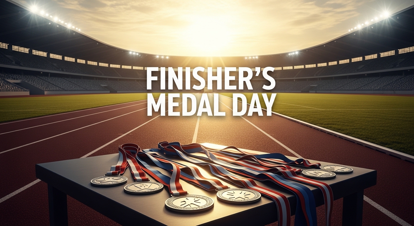 Finisher Medals Displayed in an Illuminated Sports Stadium - Featured Image 05