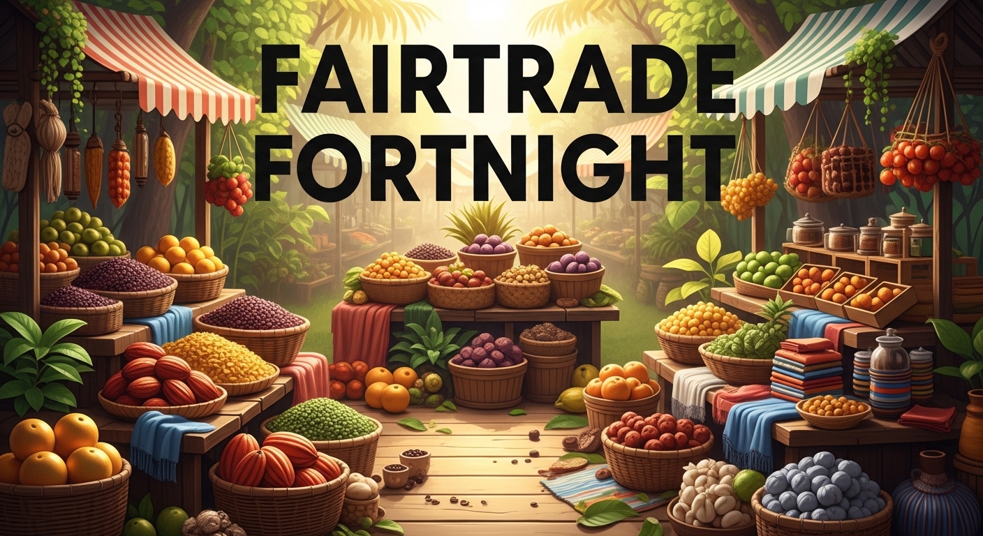 Fairtrade Fortnight Market Display with Diverse Fresh Produce - Featured Image 109