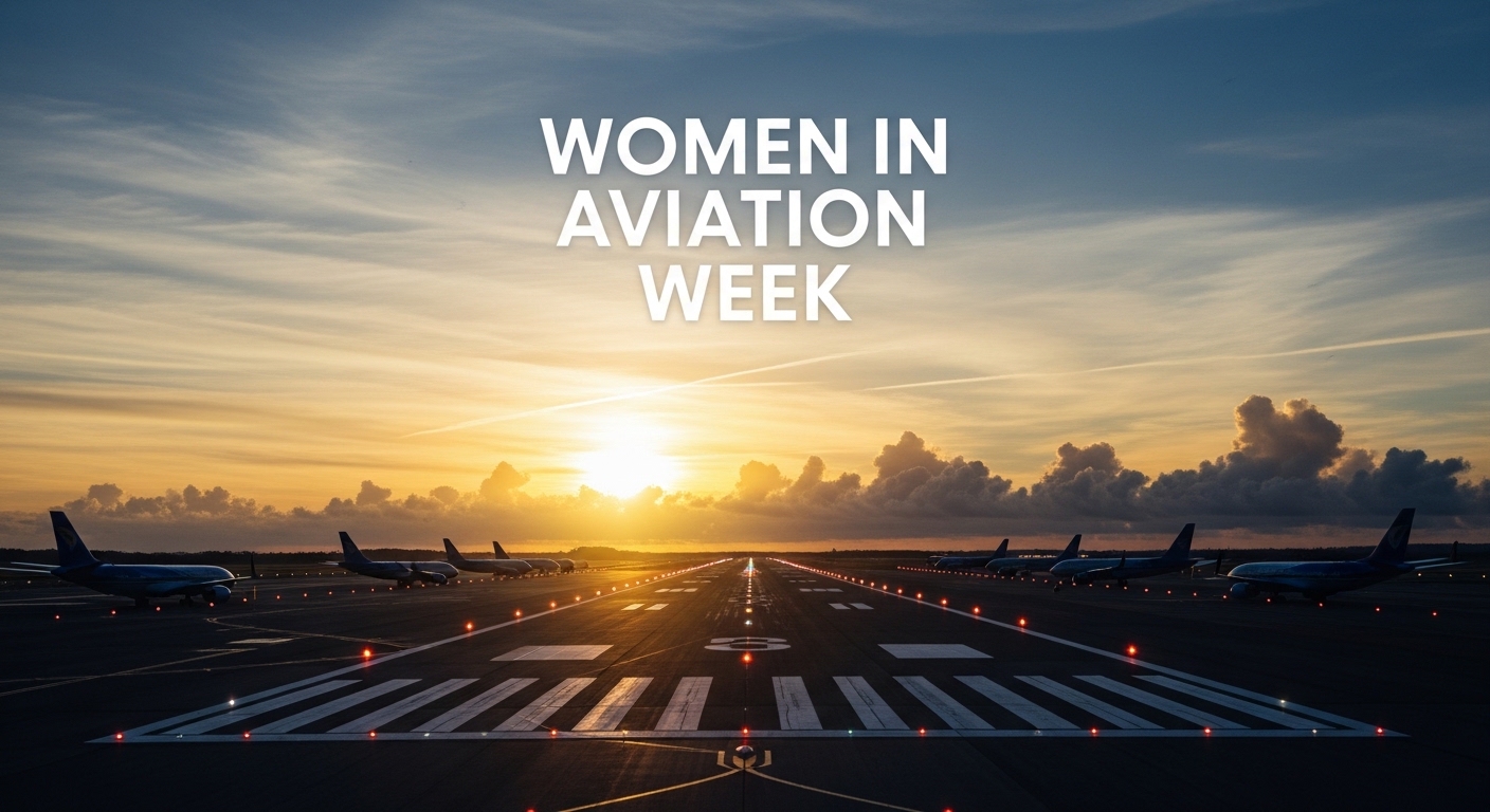Women in Aviation Week Celebration: Airplanes on Runway at Sunset - Featured Image 116