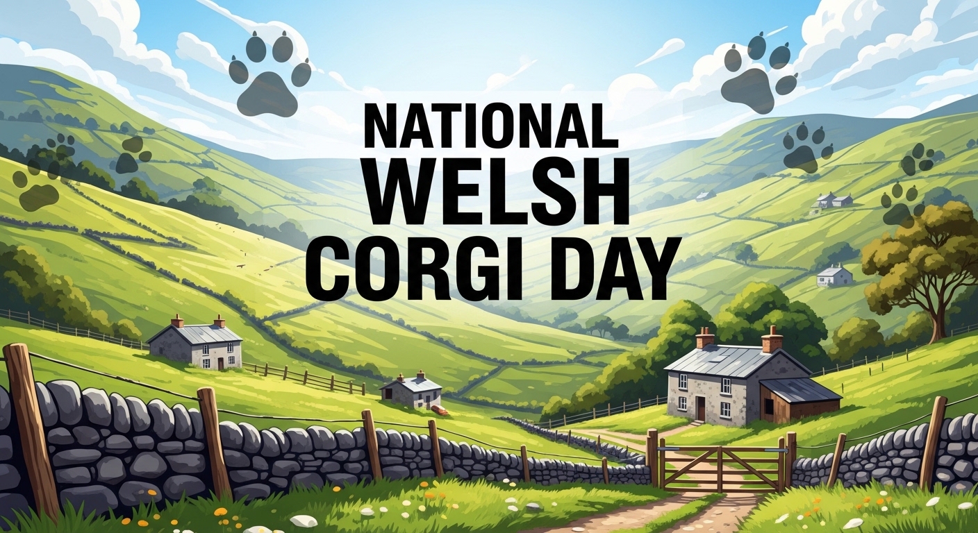 National Welsh Corgi Day Celebration in Picturesque Countryside Illustration - Featured Image 16