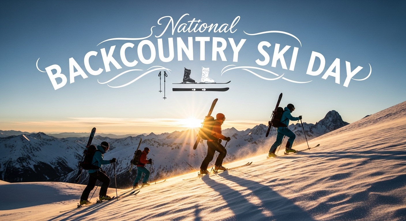 National Backcountry Ski Day: Ski Tourers Ascending Snowy Mountains at Sunset - Whisk 20b3a01458eb3069796415ce6cf64e73dr