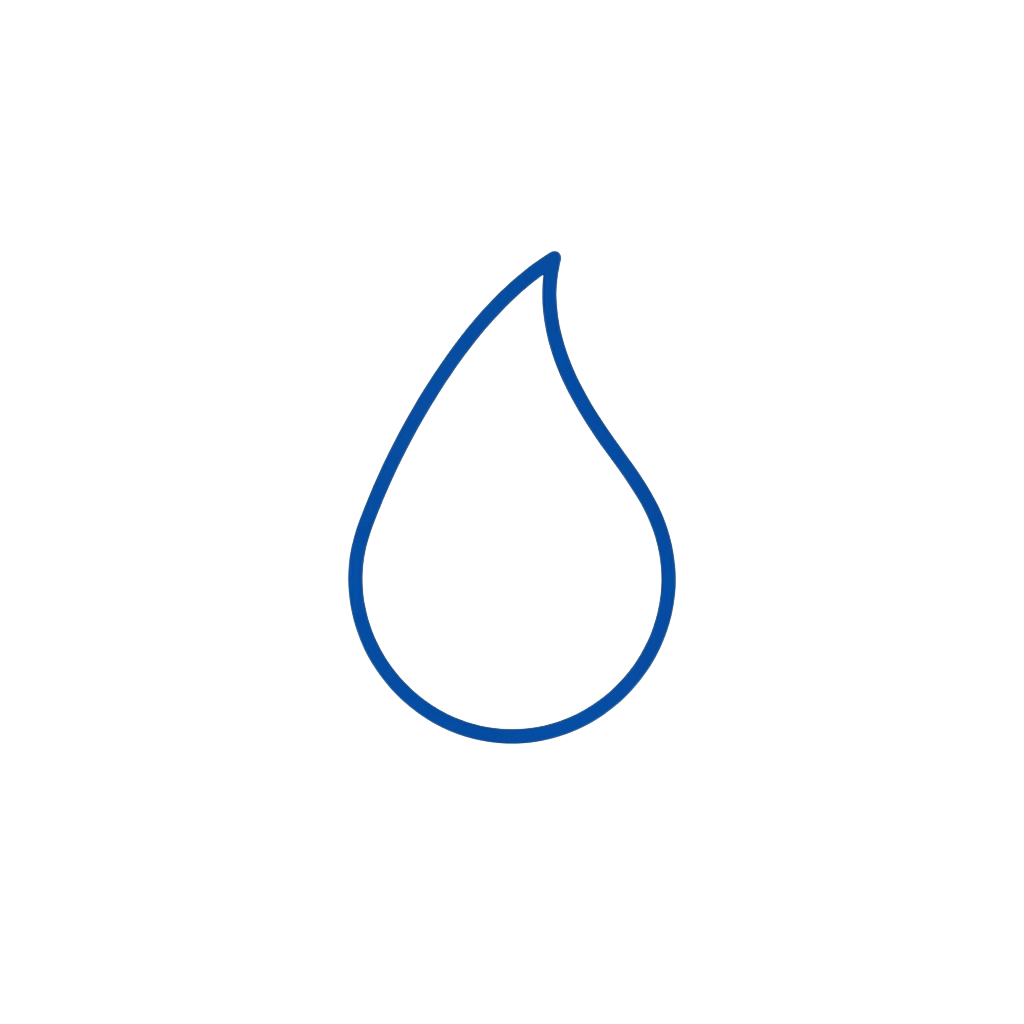 A single blue droplet shape on a dark background