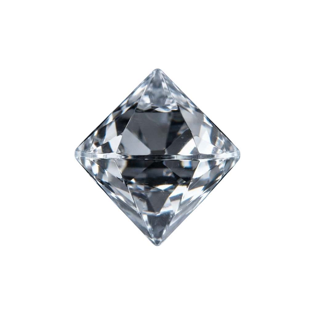 A clear, faceted diamond gemstone displayed against a black background.