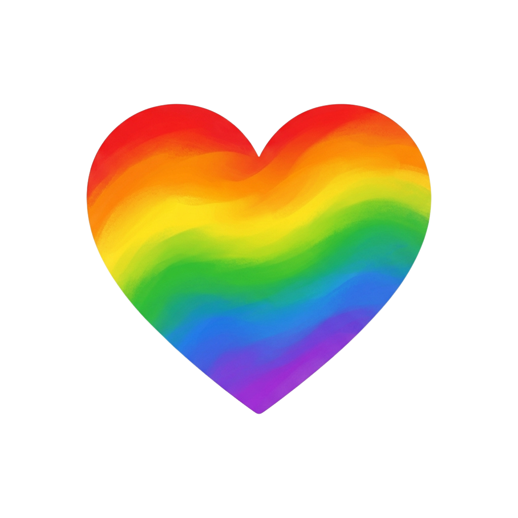 A heart shape filled with rainbow colors on a black background