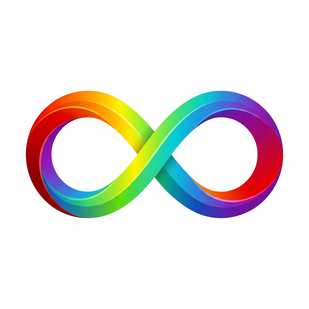 Colorful infinity symbol featuring a rainbow gradient effect
