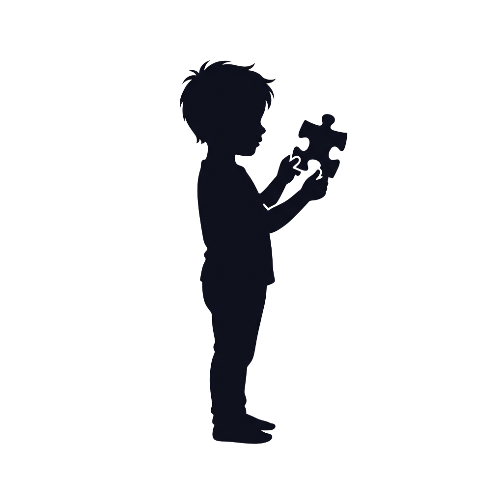 A dark silhouette of a person standing with arms slightly raised in a dark setting