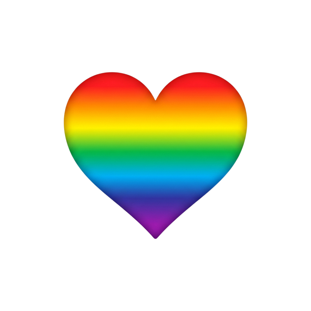 A heart shape filled with horizontal rainbow colors on a black background