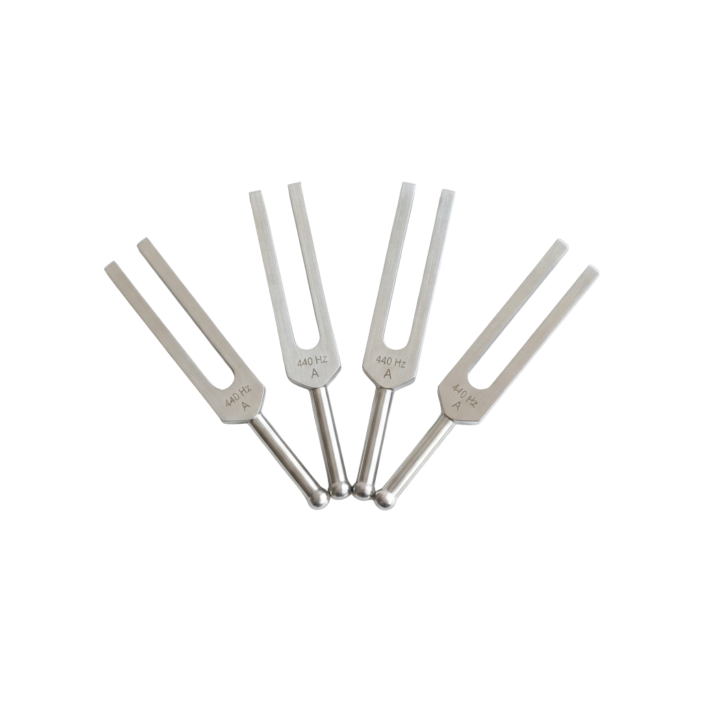 Four tuning forks arranged in a fan shape, each labeled 440Hz A