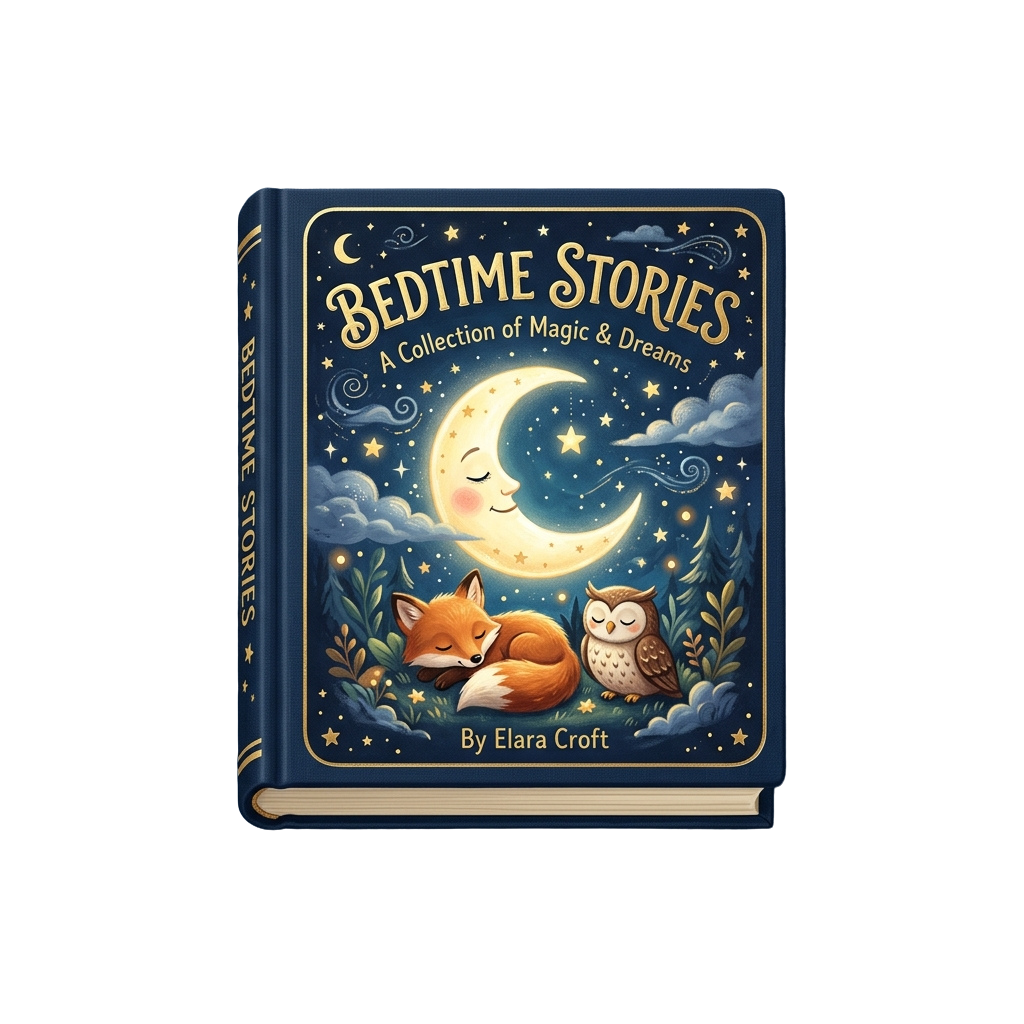 Illustrated book cover showing a fox and owl sleeping under a smiling crescent moon with stars and clouds.