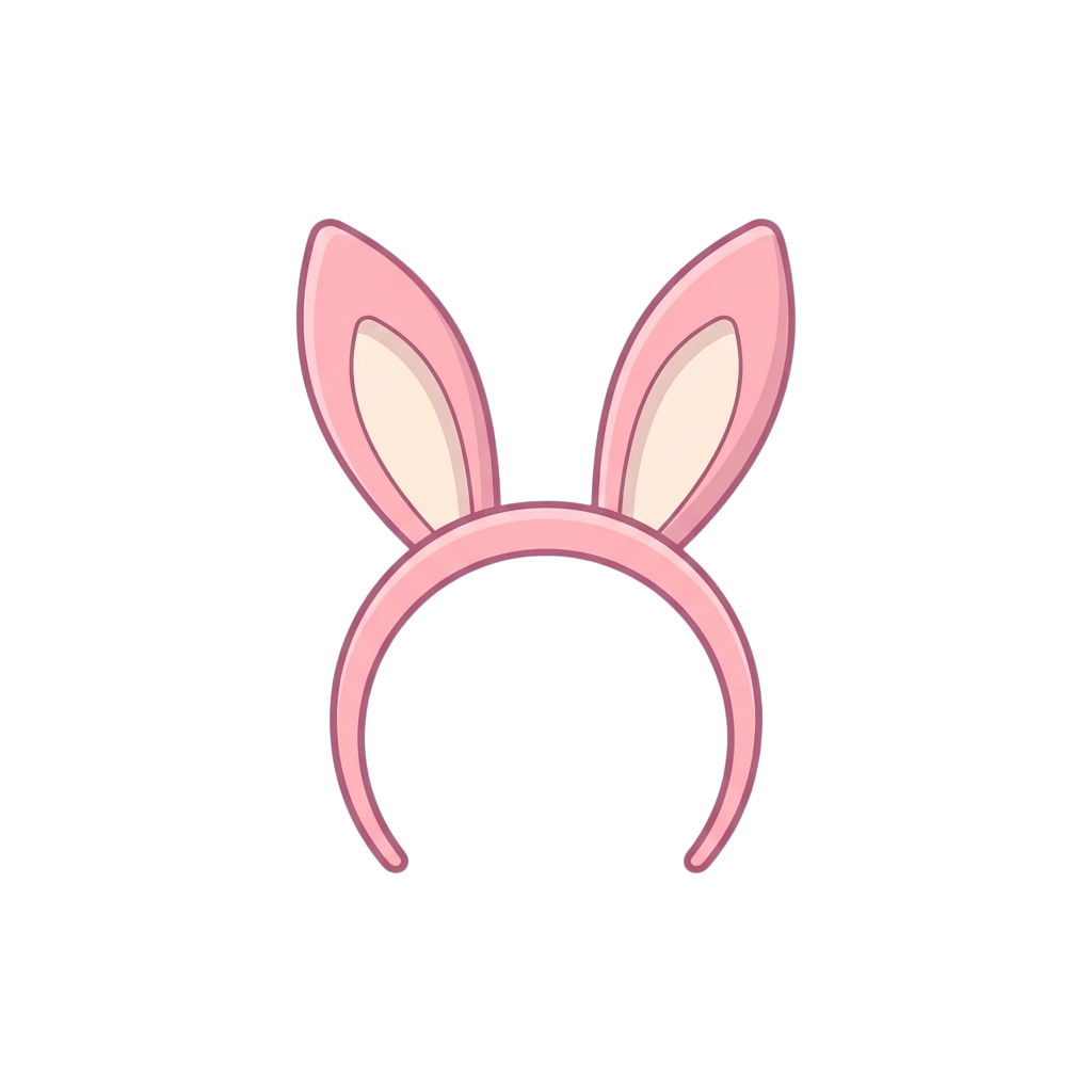Illustration of a pink bunny ears headband against a black background