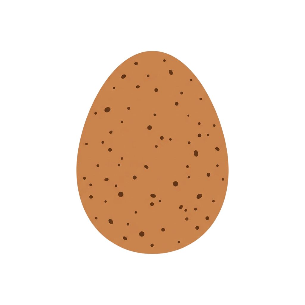A brown-speckled hard-boiled egg against a black background