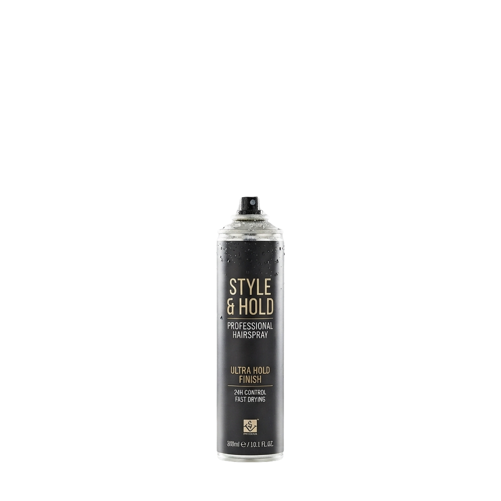 Can of professional ultra hold hairspray with black and white label