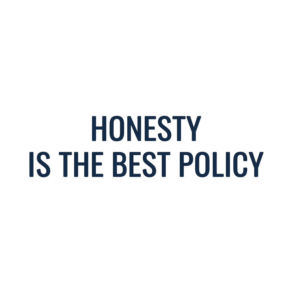 Blue text on black background reads Honesty is the best policy