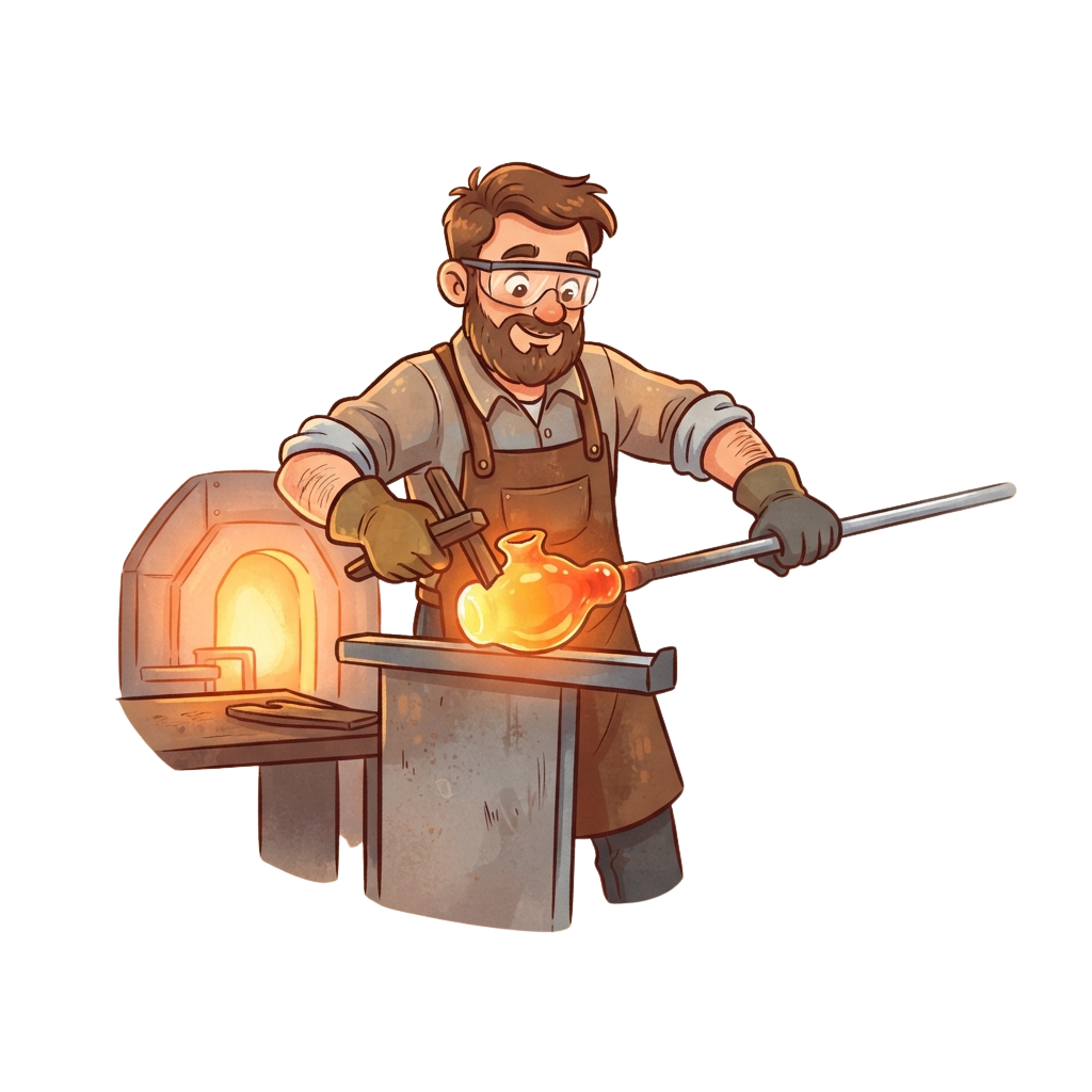 Blacksmith shaping glowing red-hot metal on an anvil using a hammer and tongs