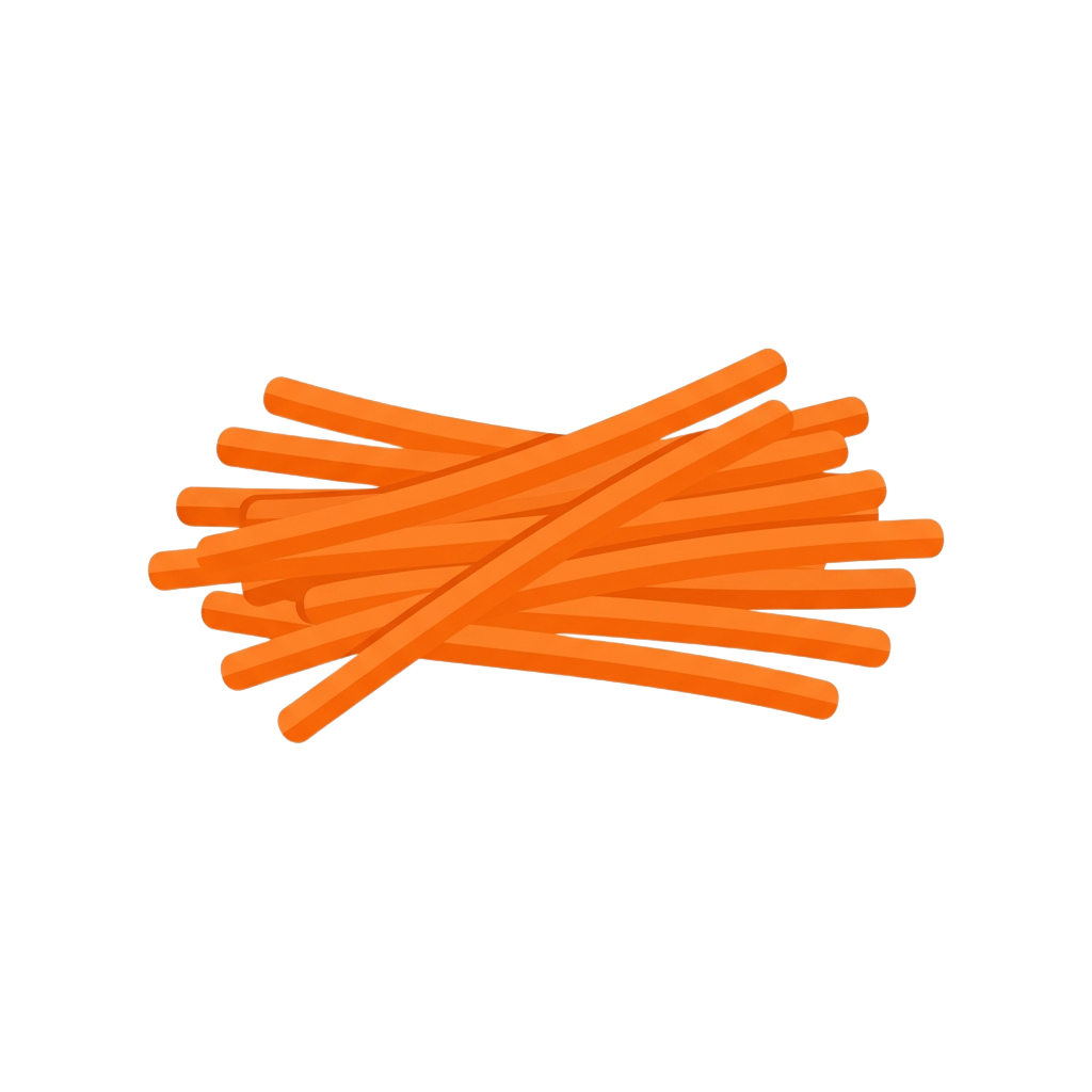 A group of bright orange elastic bands arranged together on a dark background