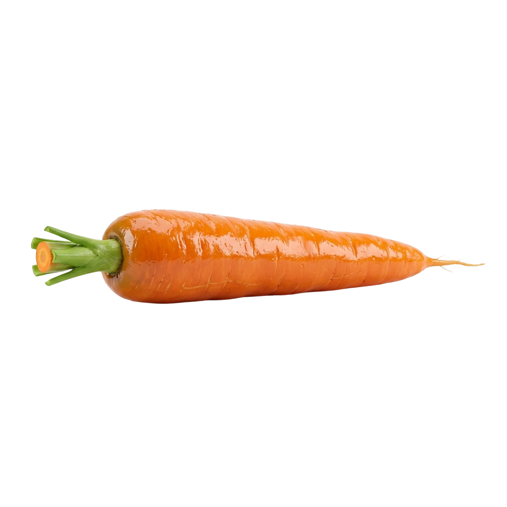 A single fresh orange carrot with green leafy top against a black background