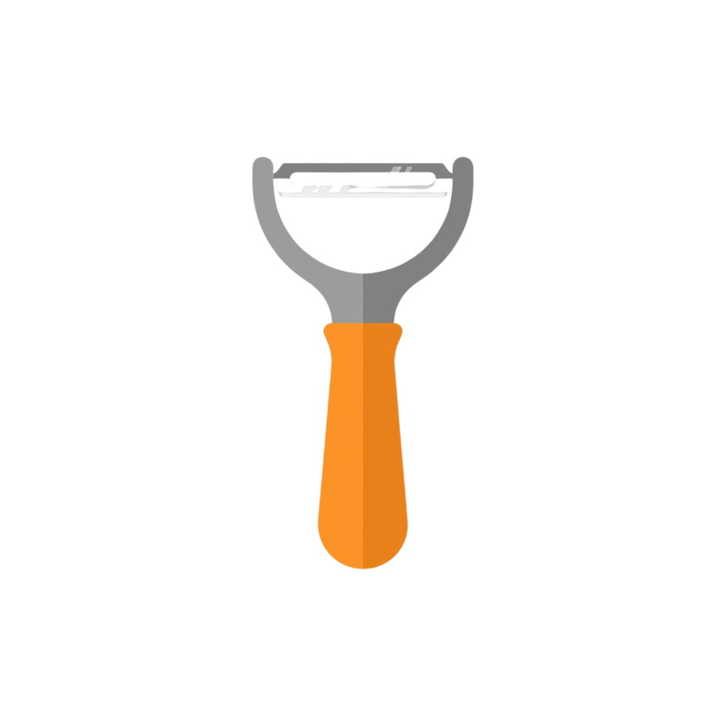 An electric razor with an orange handle and metallic head against a black background