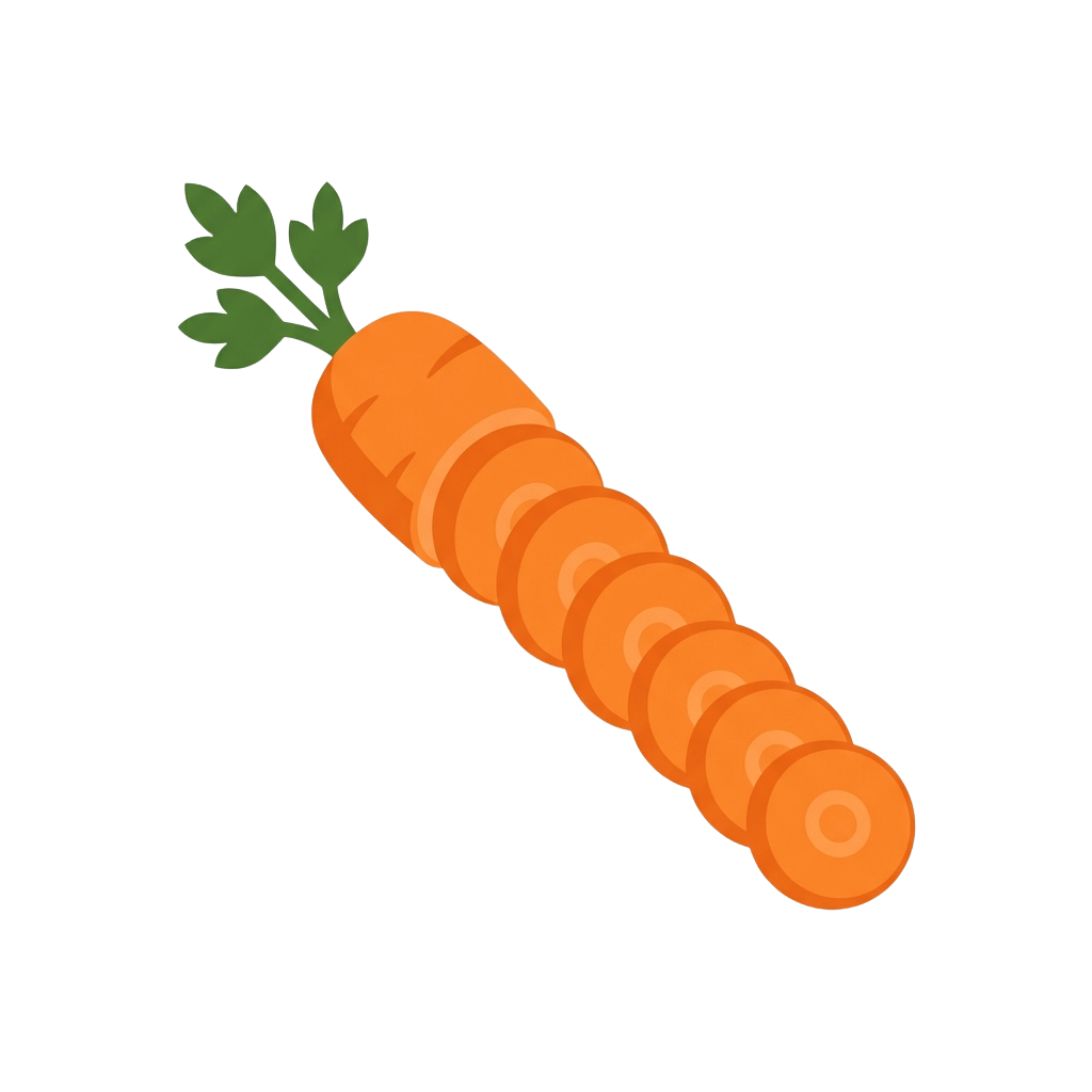 An illustration of a fresh orange carrot with green leafy tops