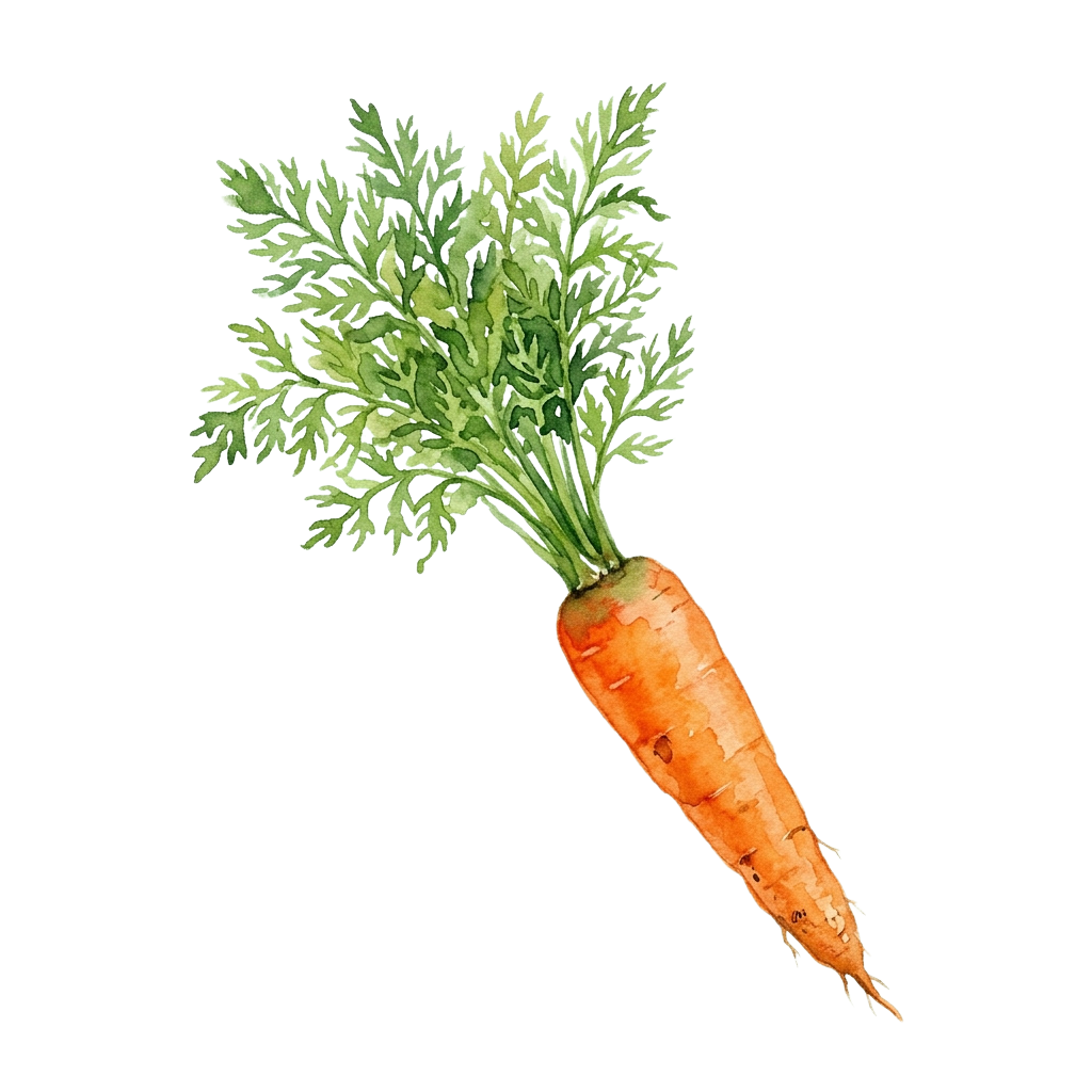 A fresh carrot with green leafy tops attached against a black background