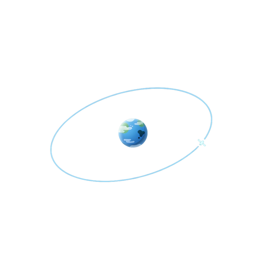 Illustration of Earth with a satellite orbit path around it