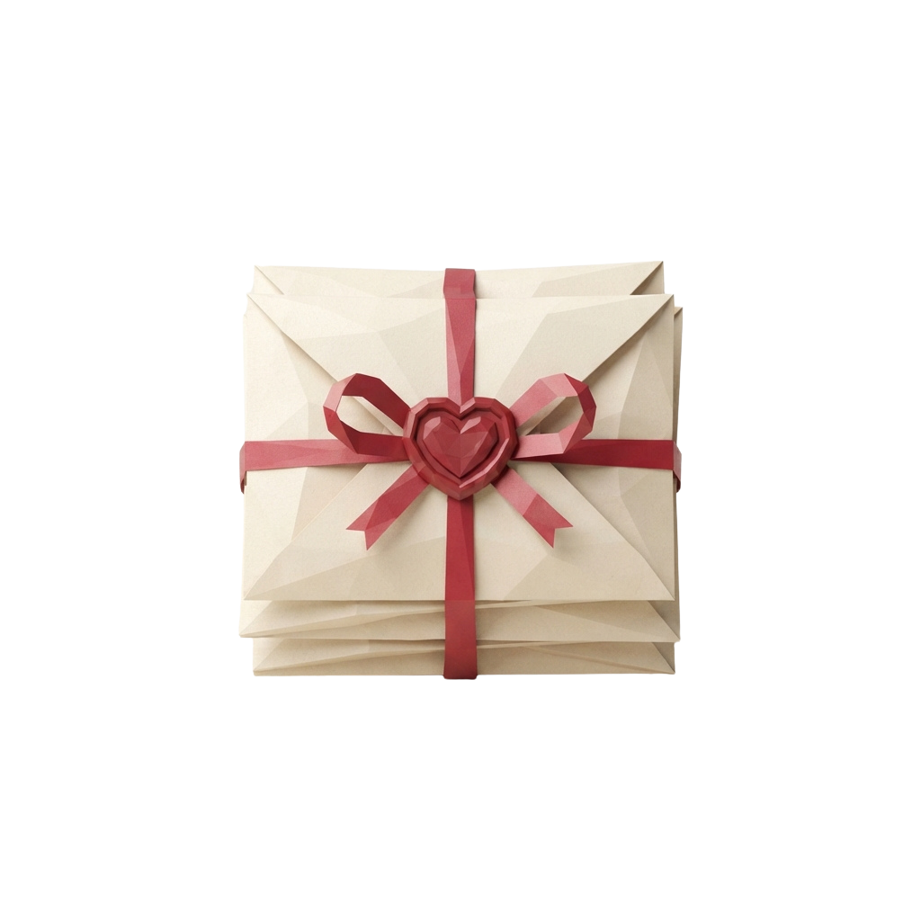 A neatly wrapped gift package tied with pink ribbon and a heart-shaped bow