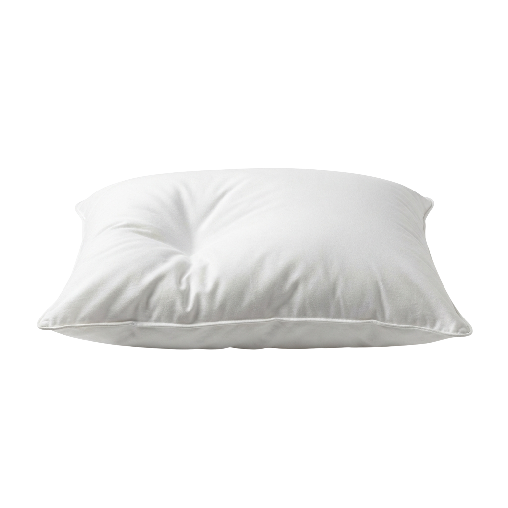 A plain white rectangular pillow displayed against a black background