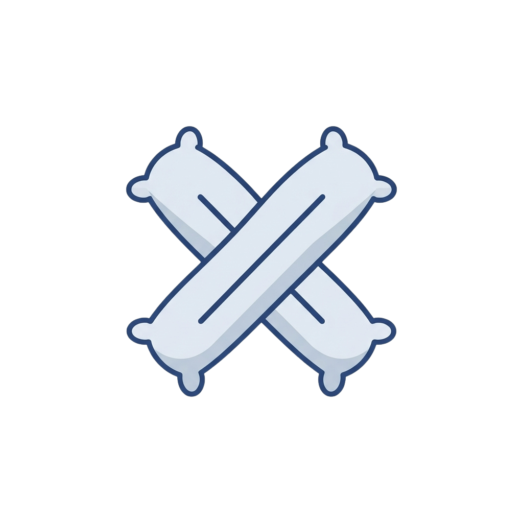 Two abstract, crossed rectangular shapes with rounded edges forming an X shape