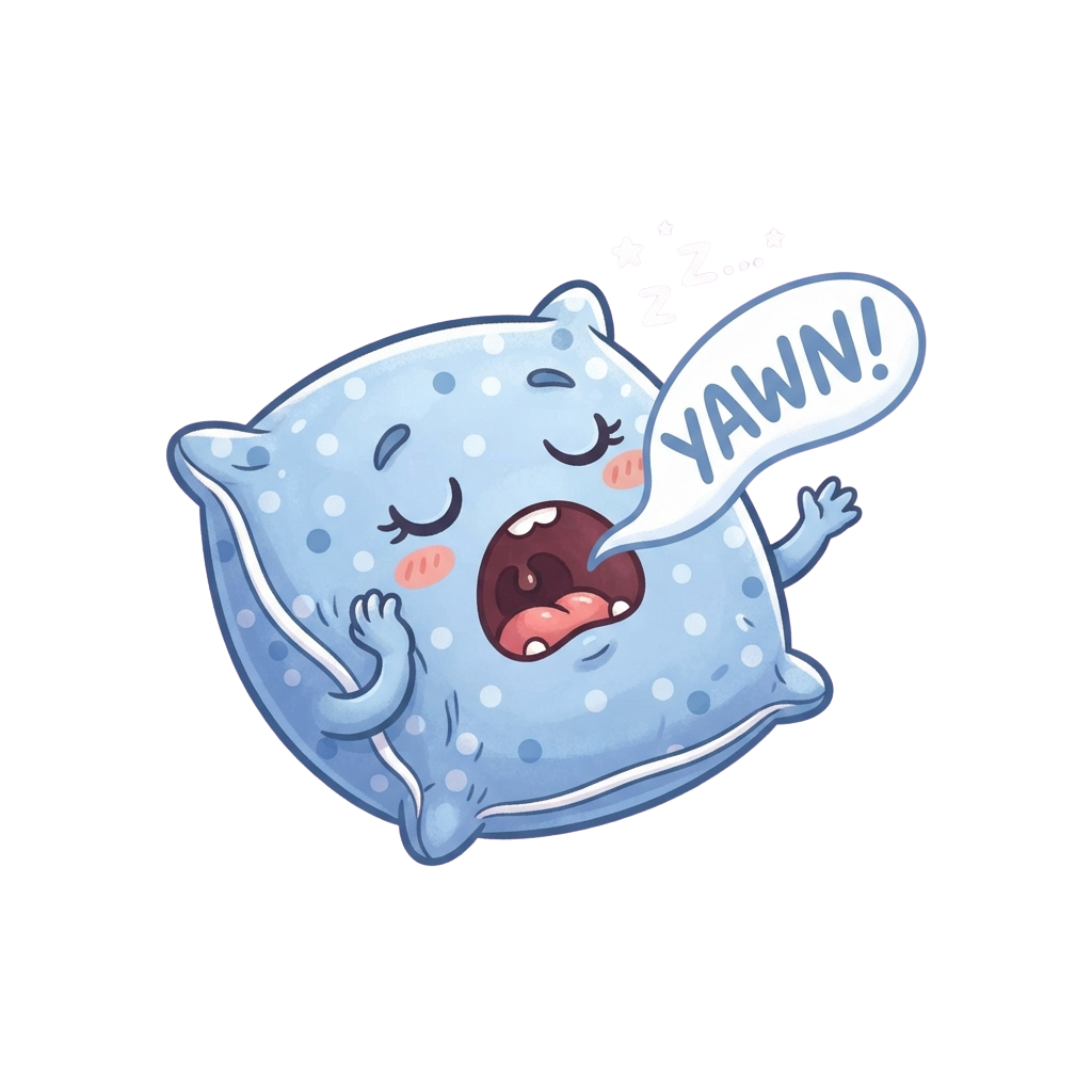A stylized cartoon ghost with a blue body and white dots yawning widely with its mouth open.