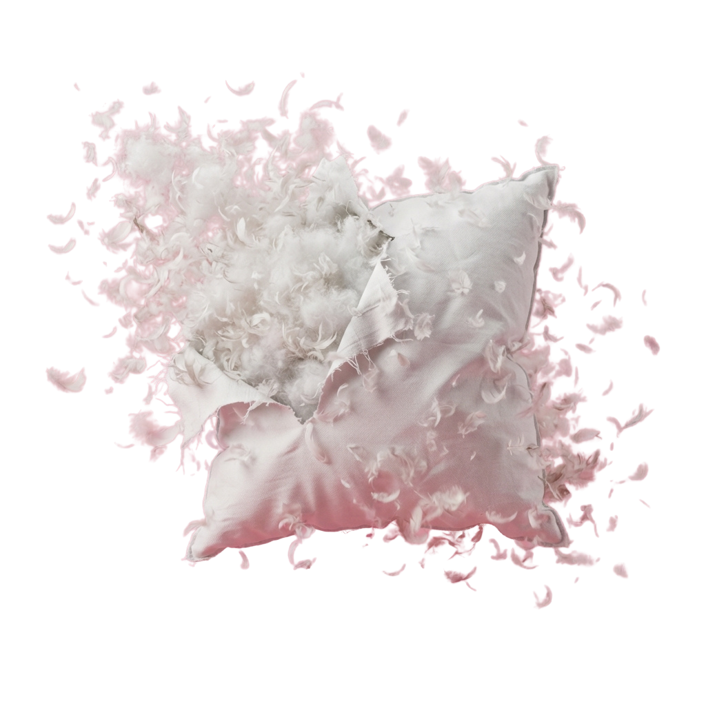 Two white pillows partially covered by scattered pink petals against a dark background