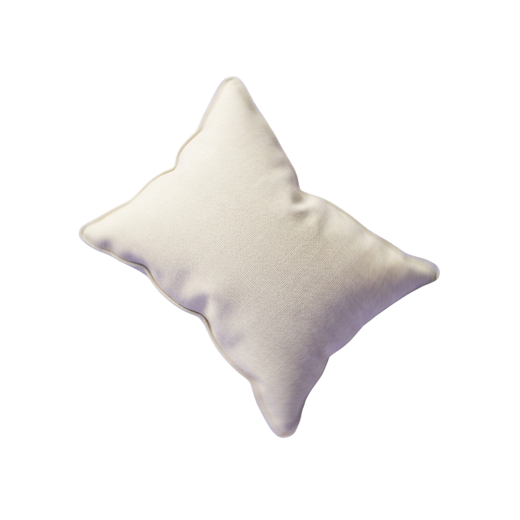 A white diamond-shaped throw pillow with a textured fabric surface