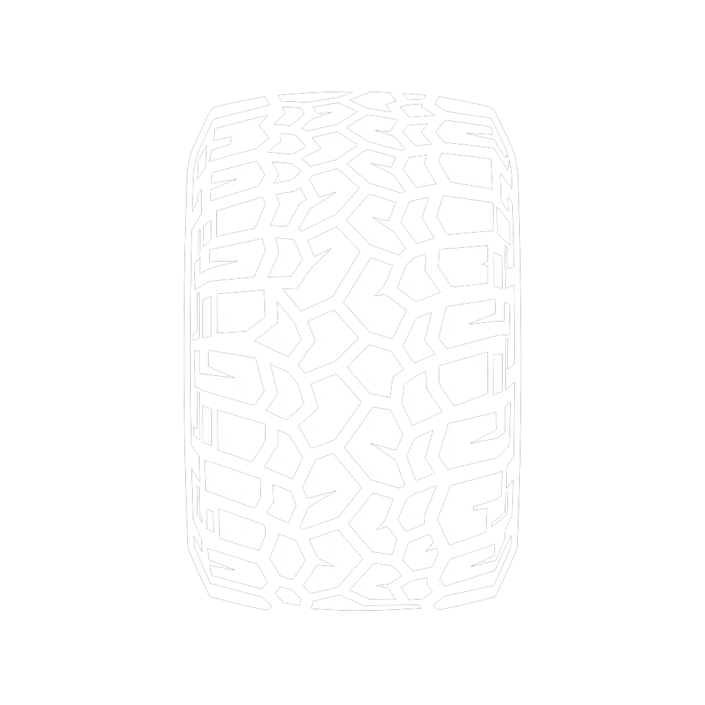A cylindrical shape featuring a white cracked texture pattern on a black background